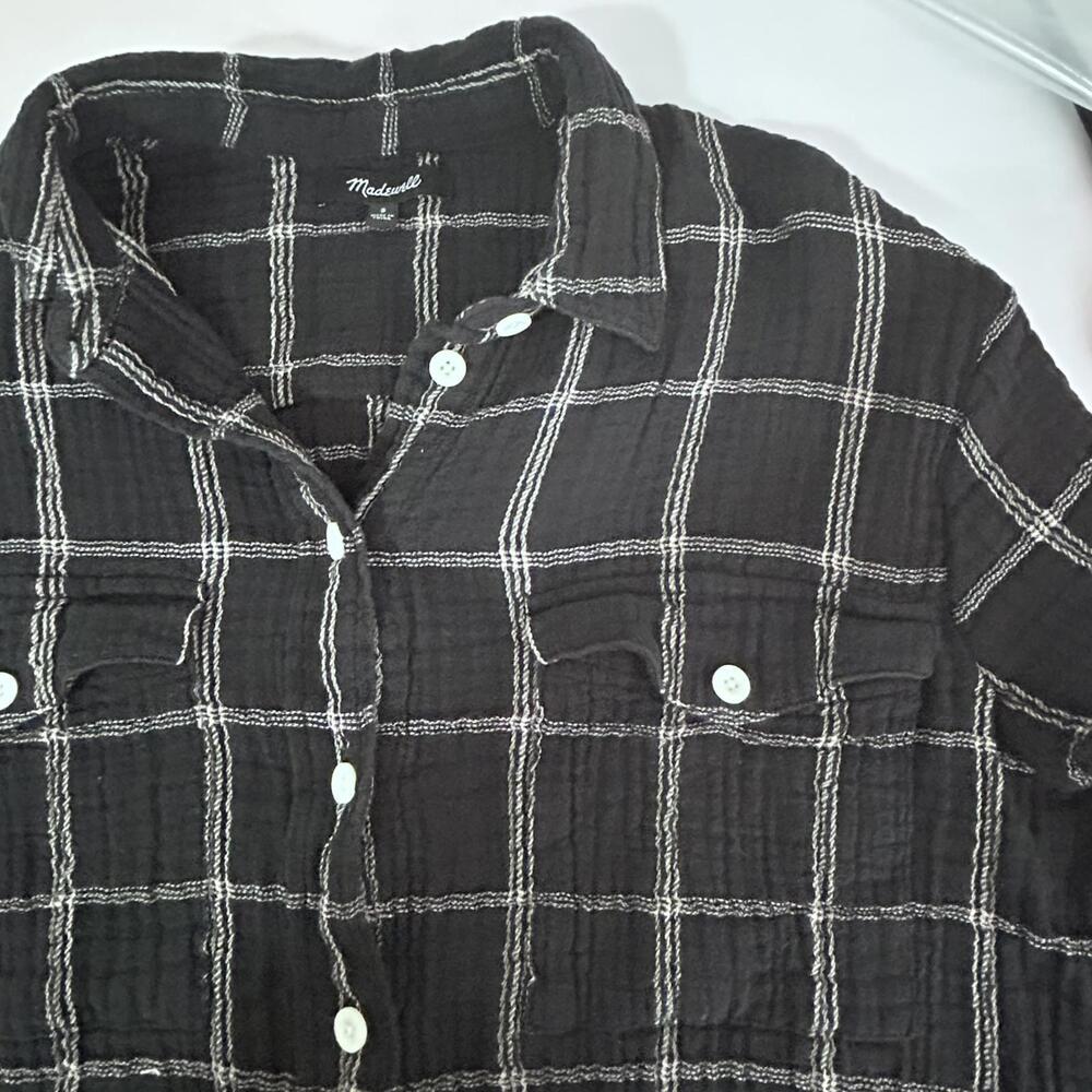 Madewell Lightspun black and white checkered button up shirt‎ Women's size S - Picture 3 of 6